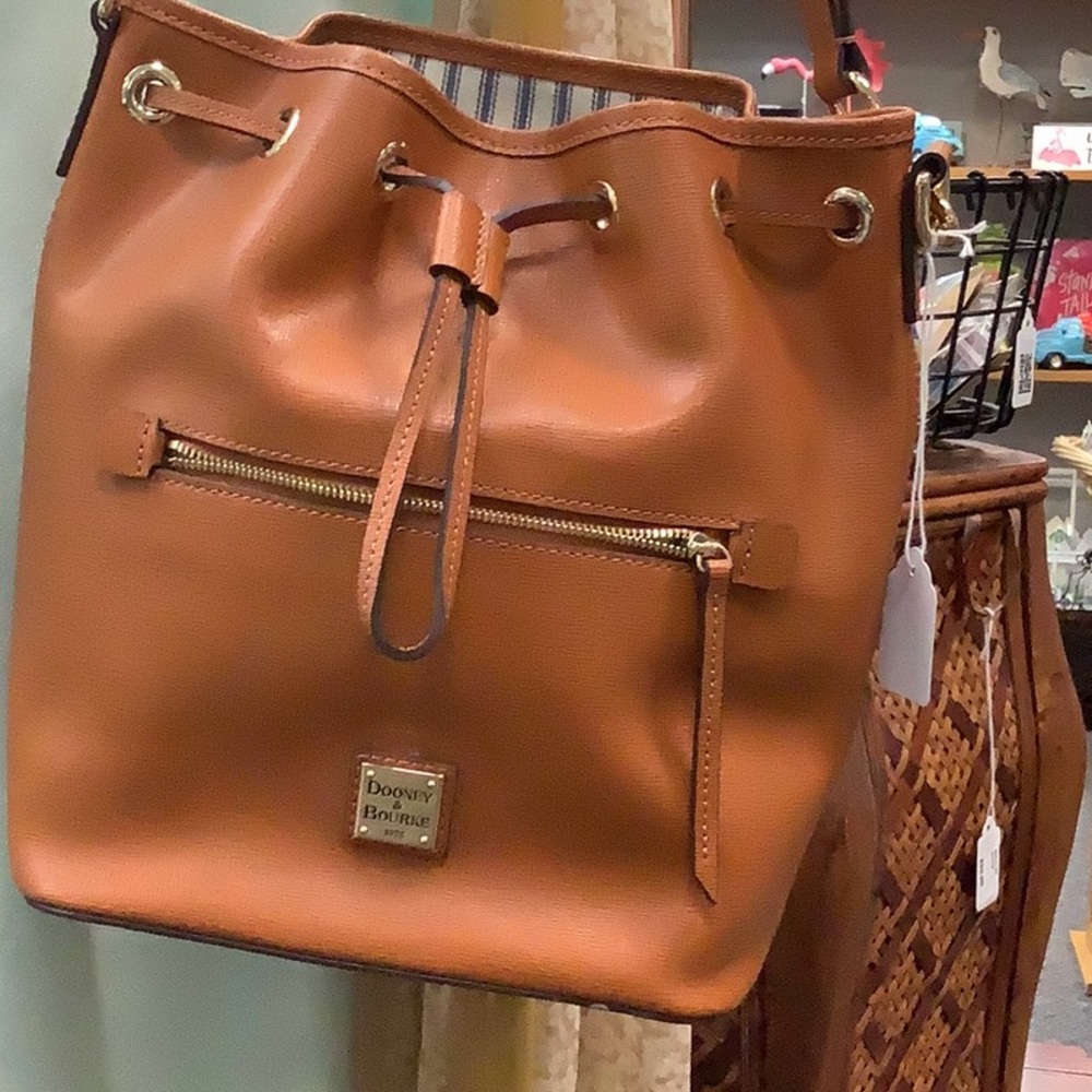 Dooney & Bourke Tan Leather Bucket Bag